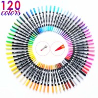 120 Color Dual Brush Art Markers Pen Fine Tip and Brush Tip Great for Adult Coloring Books Calligraphy Lettering Art Supplies