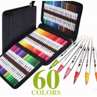 ZSCM 60 colors dual tip brush pen paint art marker watercolor brush pens  With  Nylon Bag pack