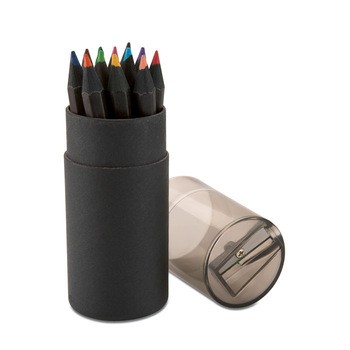 12 colors  non-toxic 3.5"  black wooden colored sketching pencils set with sharper