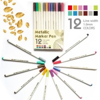 12 COLORS Metallic Markers Pens Permanent Fine Tip Metal Art Paint Marker For Gift