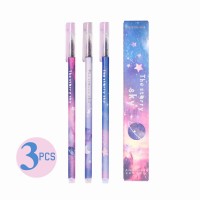 ZSCM  Kawaii Thestrry Sky 3 Pack  0.5mm Plastic Gel Pen For School & Office Writing