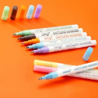 Somagi New high quality ink 8 color kit NO Pen Clip edge double line outline permanent markers for plastic